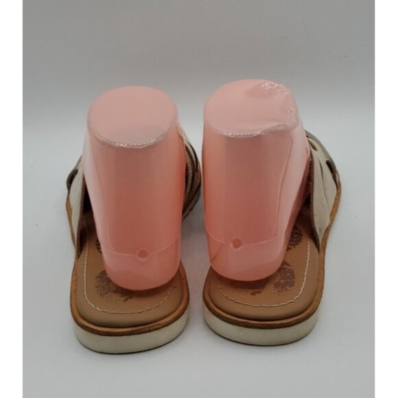 Sorel Ella Women Slide Natural Tan Gold Leather Sz 9 Strappy Criss Cross Straps - Picture 5 of 12